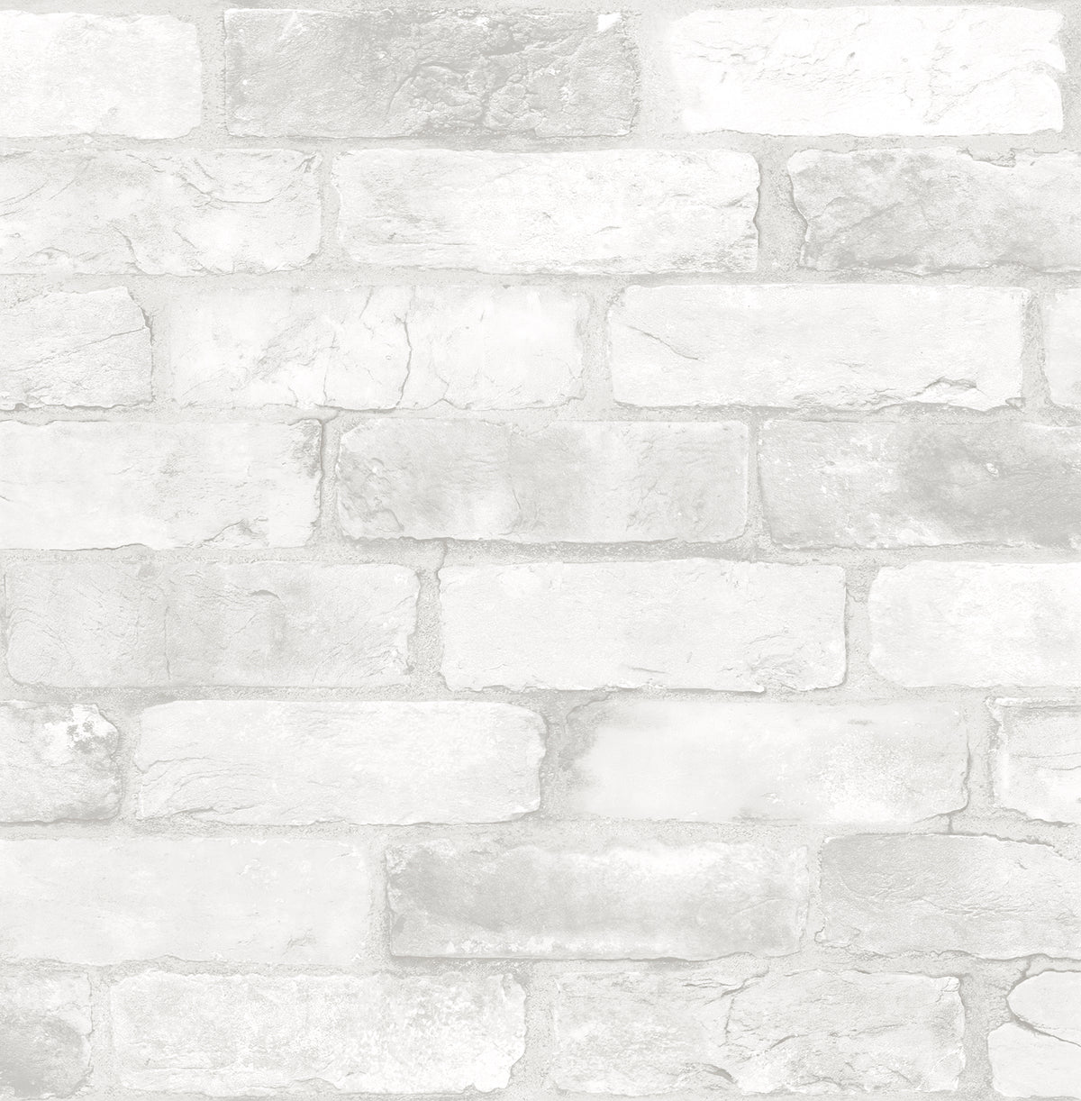 Recreate the look of a whitewashed brick wall with York Wallcoverings’ Reclaimed Bricks Wallpaper. This design features a slightly textured surface, showcasing unevenly colored bricks in shades of white and light gray, complete with visible mortar lines and natural imperfections for authentic character.