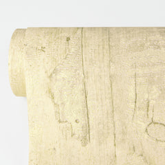 A close-up of Lindens Wood Wallpaper by York Wallcoverings shows its beige, wood grain-inspired textured pattern against a plain white background.