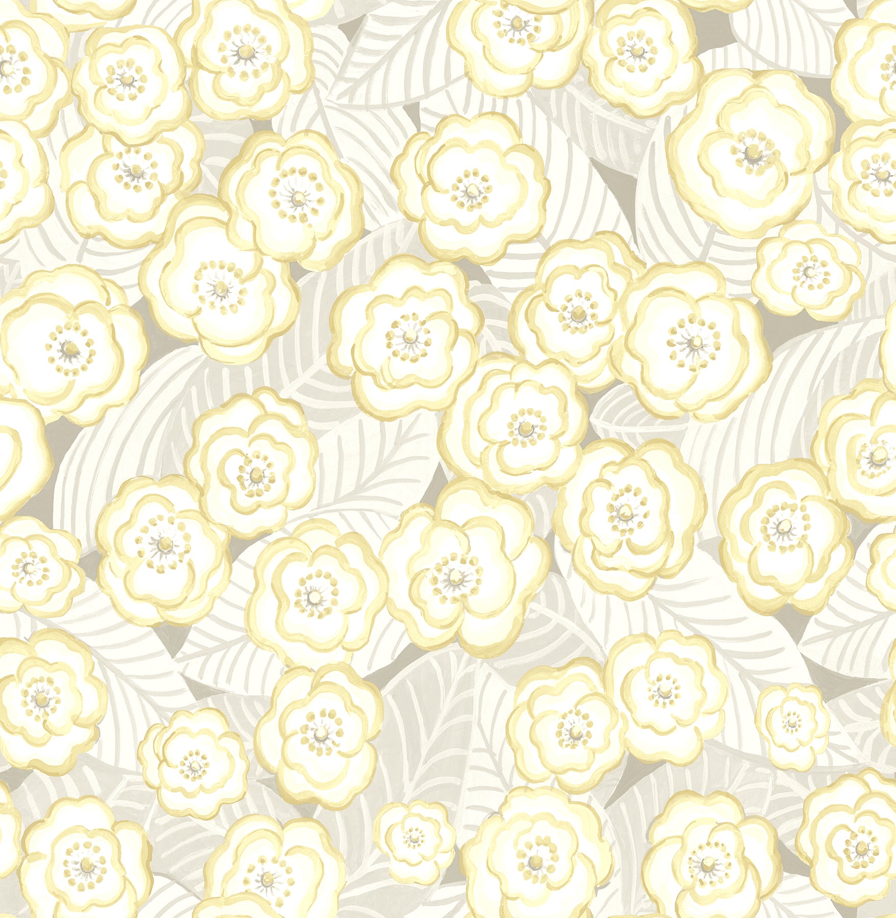 Emery Floral Wallpaper Wallpaper A-Street Prints Double Roll Light Yellow 