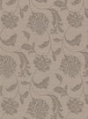 Holiday Jacobean Wallpaper by York Wallcoverings features a beige background with large, stylized flowers and curved light brown leaves on subtle stripes.