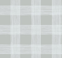 Scarborough Striated Plaid Wallpaper Wallpaper A-Street Prints Double Roll Grey 