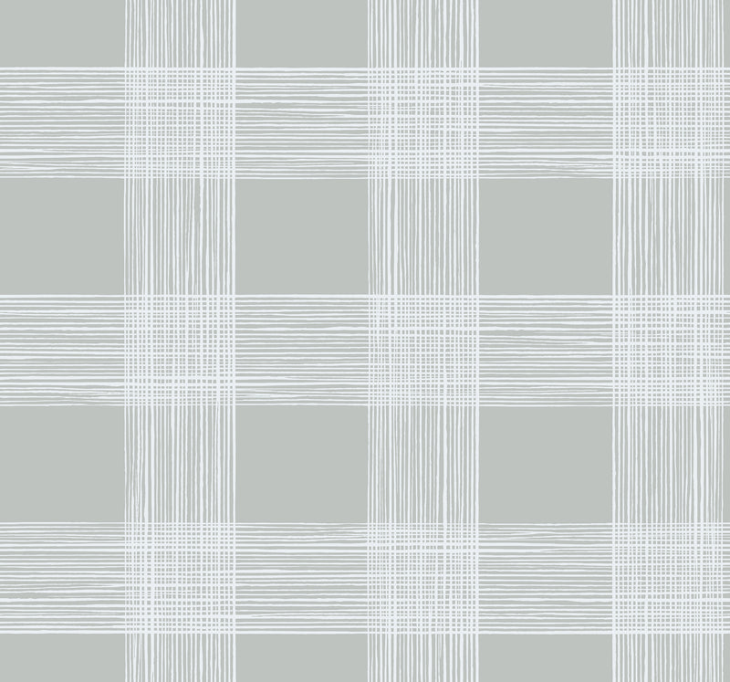 Scarborough Striated Plaid Wallpaper Wallpaper A-Street Prints Double Roll Grey 