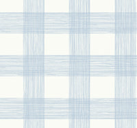 Scarborough Striated Plaid Wallpaper Wallpaper A-Street Prints Double Roll Light Blue 