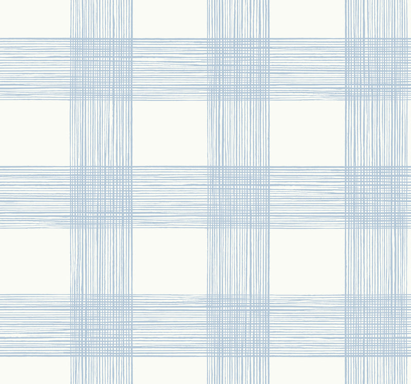 Scarborough Striated Plaid Wallpaper Wallpaper A-Street Prints Double Roll Light Blue 