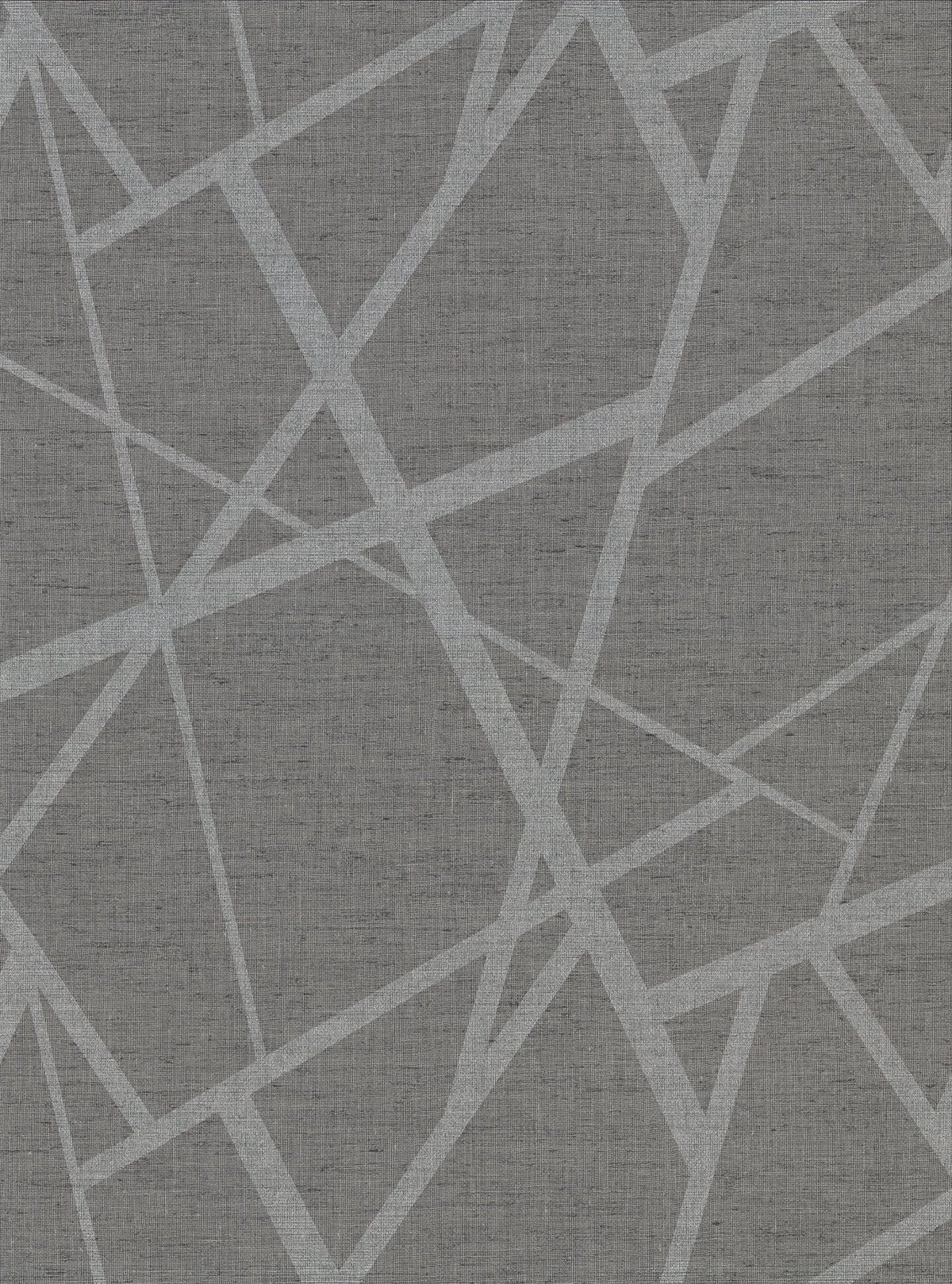 Avatar Wallpaper by York Wallcoverings features a gray textured background accented with intersecting, irregular silver lines that form an abstract geometric pattern. The varying angles and lengths of the lines create a modern and dynamic appearance.