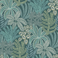 Sumner Woodland Botanical Wallpaper Wallpaper A-Street Prints Double Roll Teal 