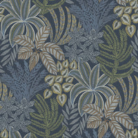 Sumner Woodland Botanical Wallpaper Wallpaper A-Street Prints Double Roll Navy 