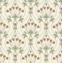 Dard Tulip Ogee Wallpaper Wallpaper A-Street Prints Double Roll Green 