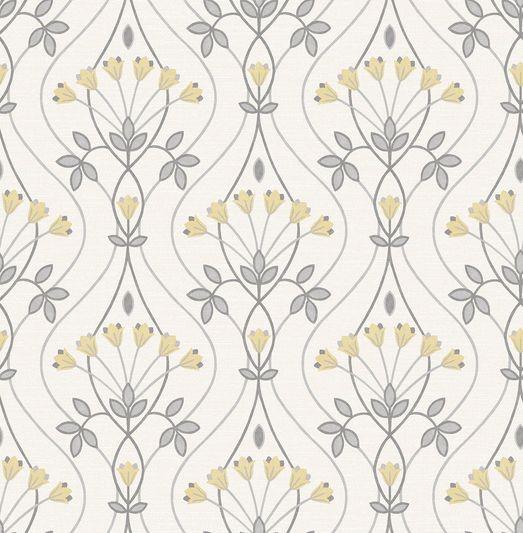 Dard Tulip Ogee Wallpaper Wallpaper A-Street Prints Double Roll Grey 