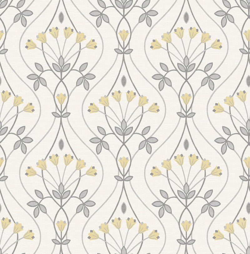 Dard Tulip Ogee Wallpaper Wallpaper A-Street Prints Double Roll Grey 