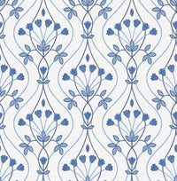 Dard Tulip Ogee Wallpaper Wallpaper A-Street Prints Double Roll Blue 