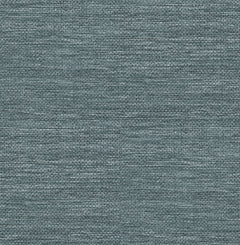 Close-up of the Malin Faux Grasscloth Wallpaper by York Wallcoverings, featuring textured blue-gray woven detailing with subtle horizontal and vertical lines for a soft, slightly mottled effect.