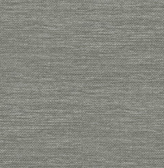 A close-up view of York Wallcoverings’ Malin Faux Grasscloth Wallpaper in gray, featuring a subtle, slightly mottled texture with visible horizontal and vertical threads.