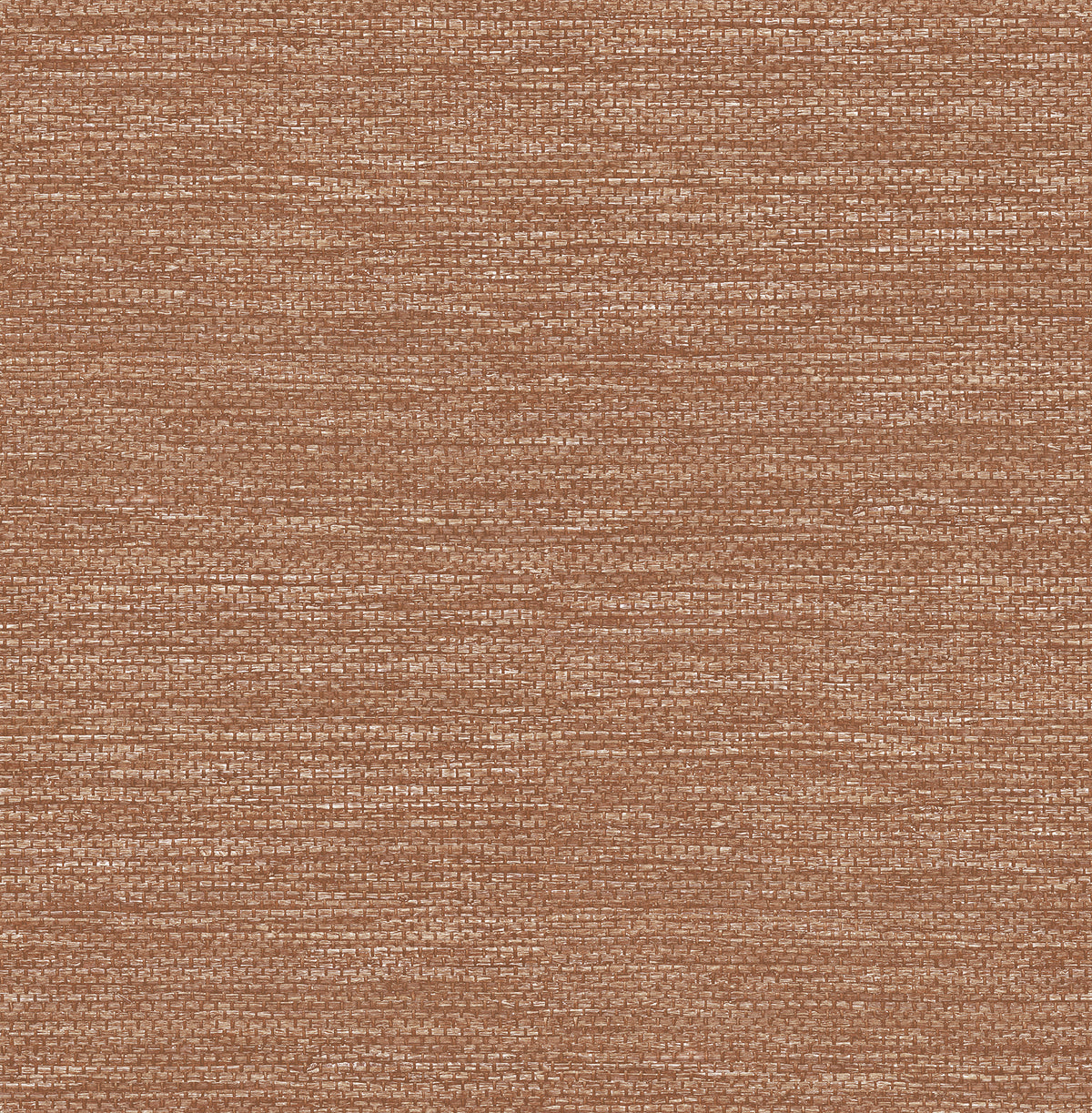 Close-up of the Malin Faux Grasscloth Wallpaper by York Wallcoverings, featuring a textured brown surface with intersecting horizontal and vertical threads that create a woven pattern. The subtle color variations lend the wallpaper a slightly mottled appearance.