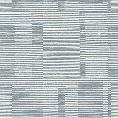 Callaway Woven Stripes Wallpaper by York Wallcoverings features a gray and white striped pattern with horizontal lines of varying thickness, creating a textured, geometric, grid-like appearance across the design.