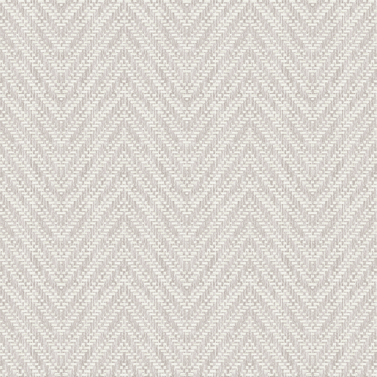 The Glynn Chevron Wallpaper by York Wallcoverings features a seamless, textured chevron pattern in beige and off-white tones, creating a repeating zigzag design with a woven, fabric-like appearance.