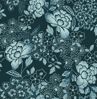 Irina Floral Blooms Wallpaper Wallpaper A-Street Prints Double Roll Navy 