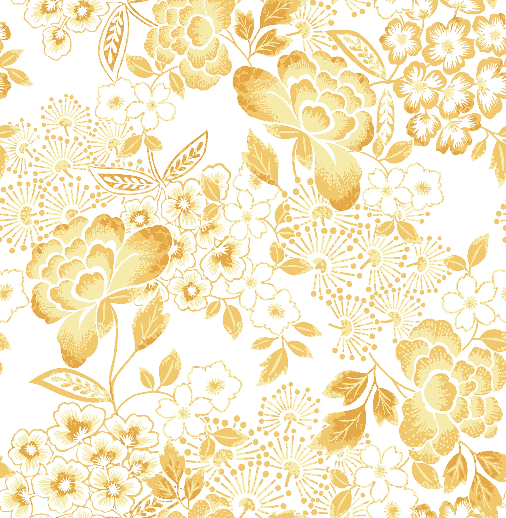 Irina Floral Blooms Wallpaper Wallpaper A-Street Prints Double Roll Yellow 