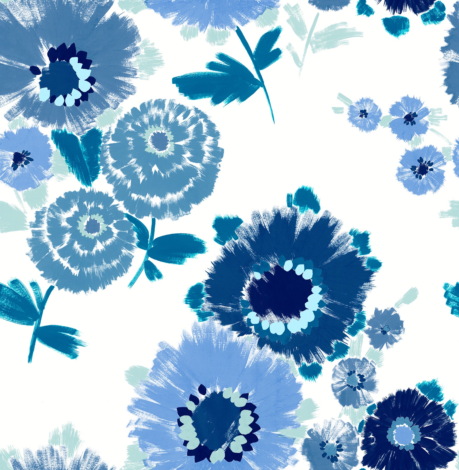 Essie Painterly Floral Wallpaper Wallpaper A-Street Prints Double Roll Blue 