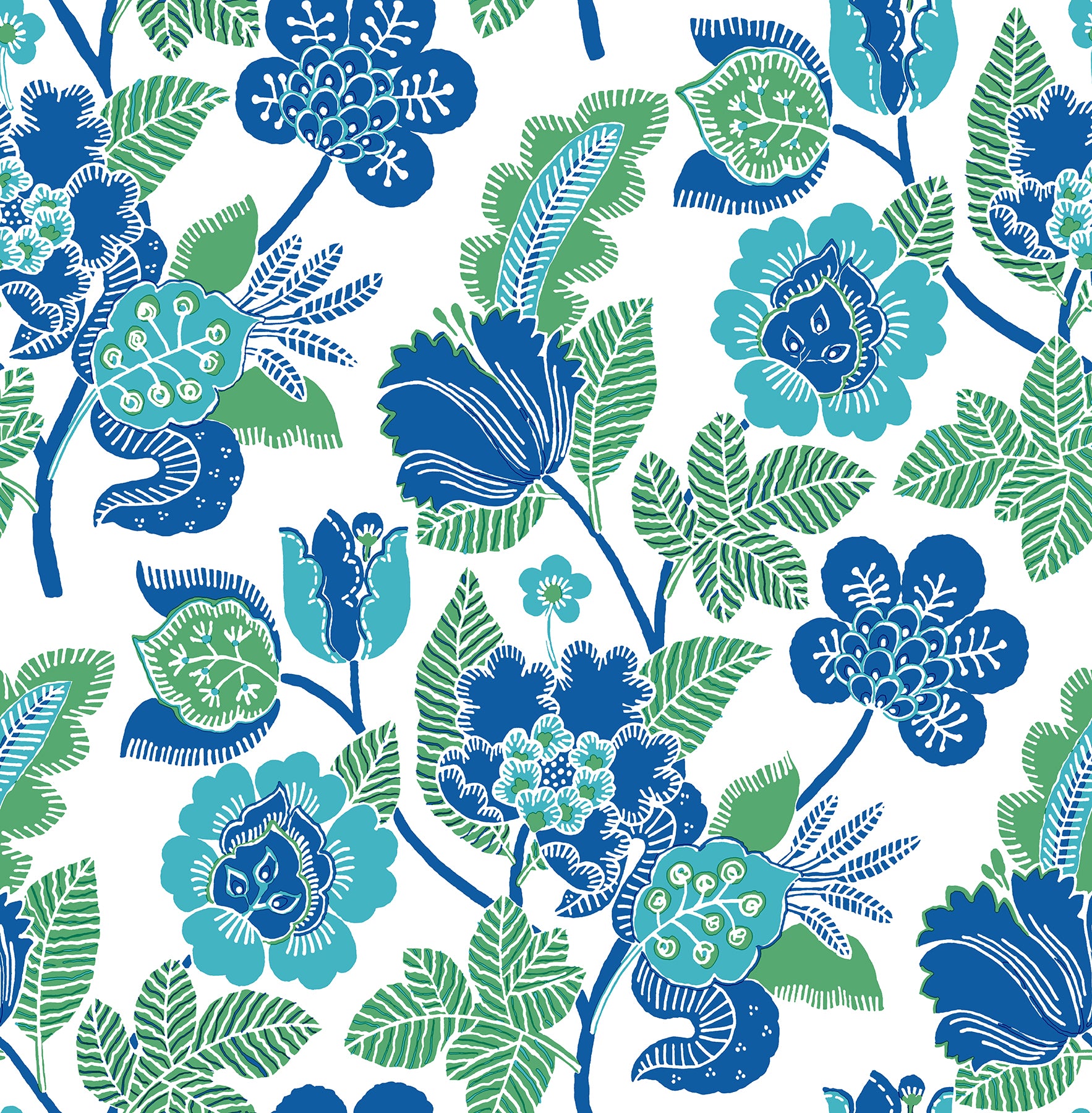 Jana Jacobean Wallpaper Wallpaper A-Street Prints Double Roll Green 