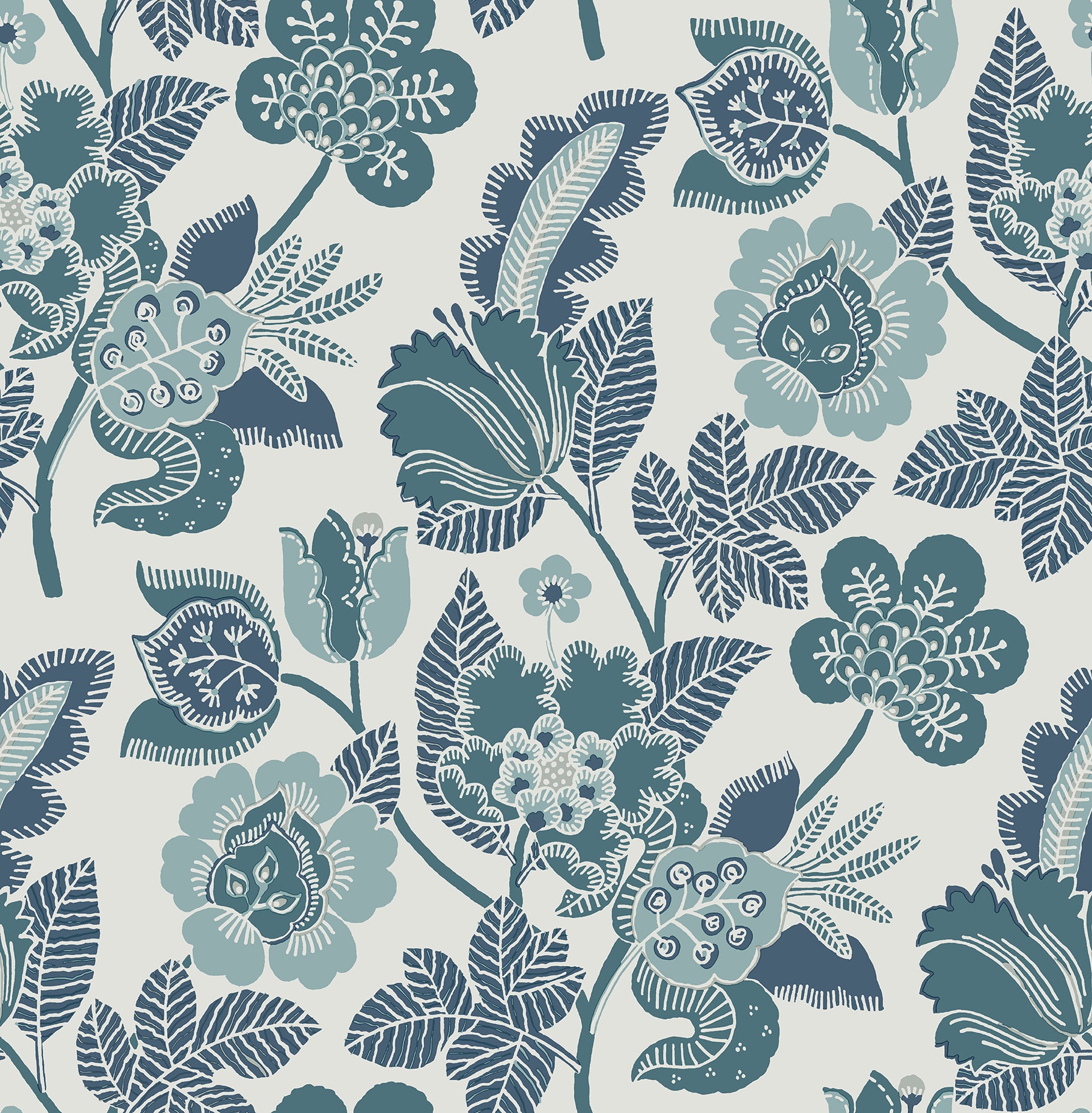 Jana Jacobean Wallpaper Wallpaper A-Street Prints Double Roll Teal 