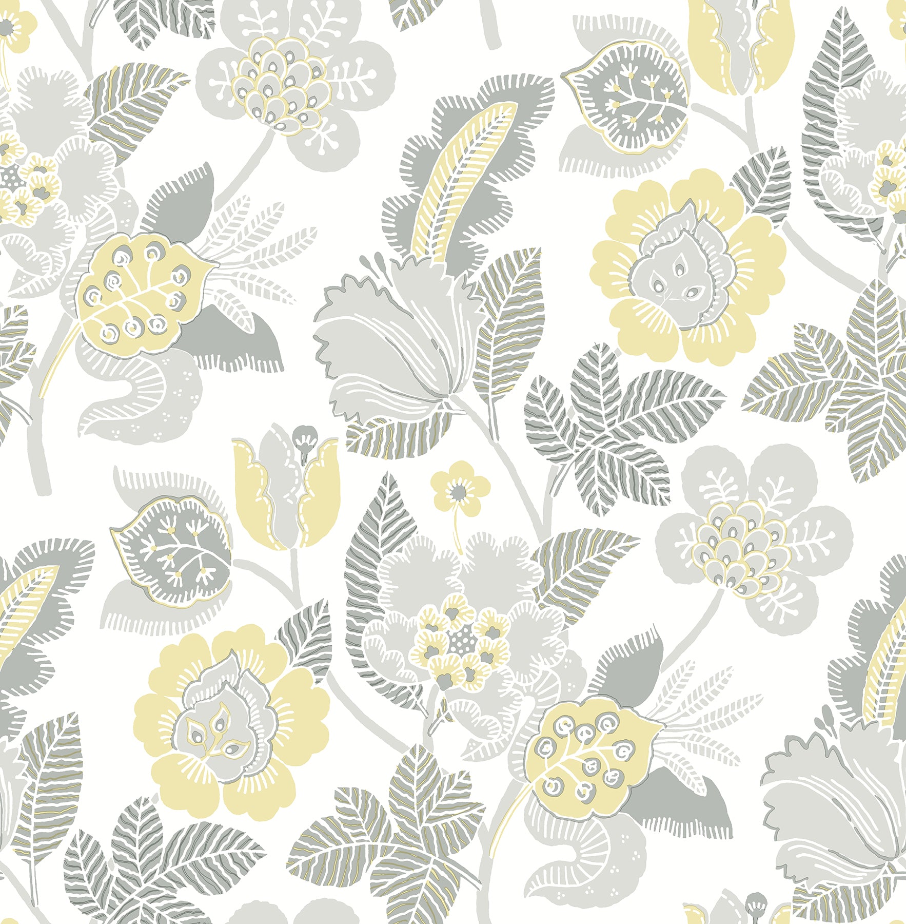 Jana Jacobean Wallpaper Wallpaper A-Street Prints Double Roll Light Grey 