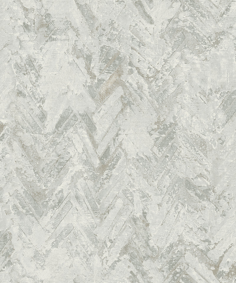 Amesemi Distressed Herringbone Wallpaper Wallpaper A-Street Prints Double Roll Light Grey 