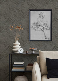 Amesemi Distressed Herringbone Wallpaper Wallpaper A-Street Prints   