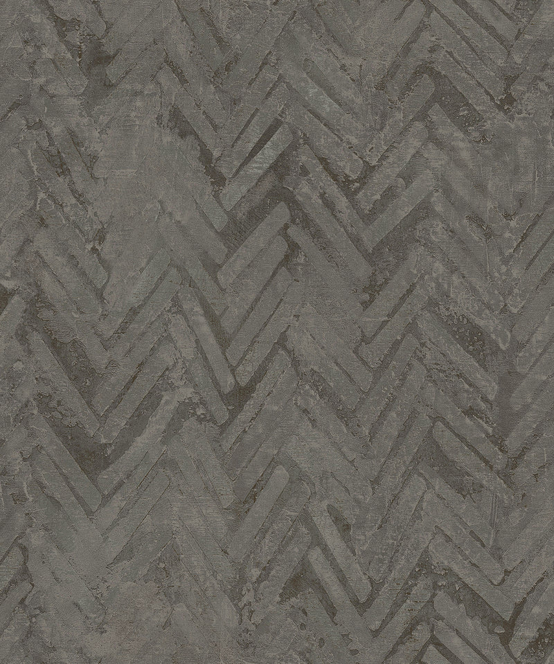 Amesemi Distressed Herringbone Wallpaper Wallpaper A-Street Prints Double Roll Dark Grey 