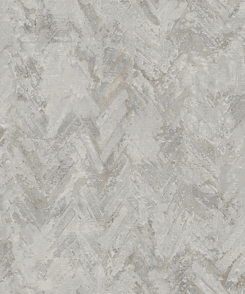 Amesemi Distressed Herringbone Wallpaper Wallpaper A-Street Prints Double Roll Grey 