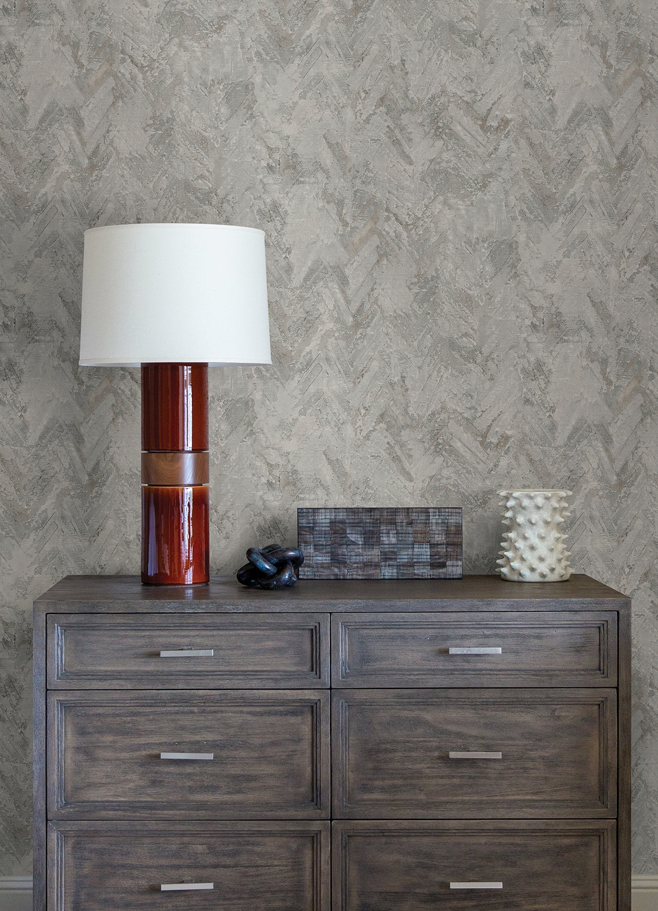 Amesemi Distressed Herringbone Wallpaper Wallpaper A-Street Prints   