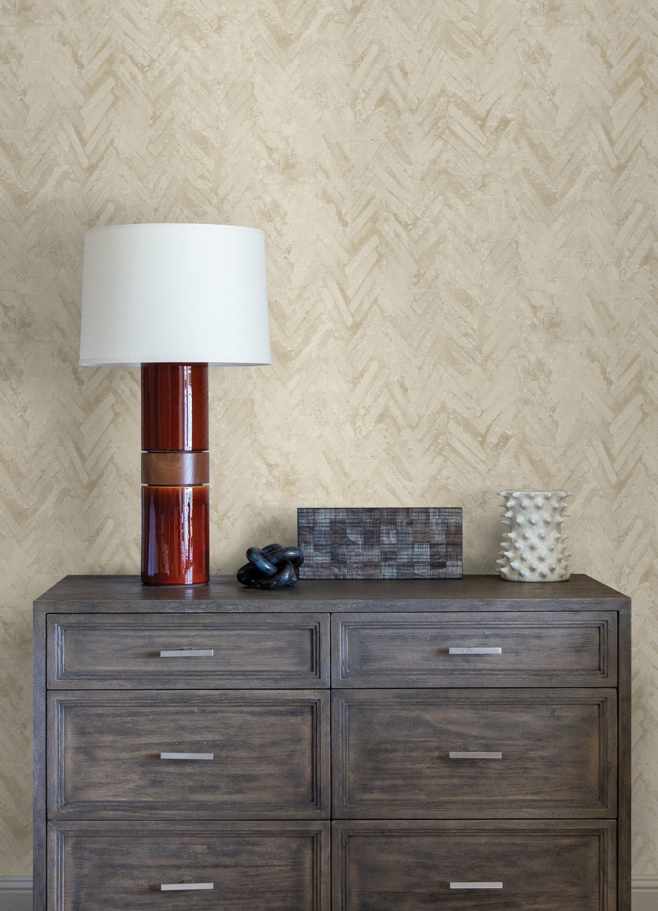 Amesemi Distressed Herringbone Wallpaper Wallpaper A-Street Prints   