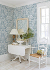 Nestle Blue Bird Block Print Wallpaper Wallpaper A-Street Prints   