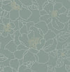 Gardena Sea Green Embroidered Floral Wallpaper Wallpaper A-Street Prints Double Roll Sea Green 