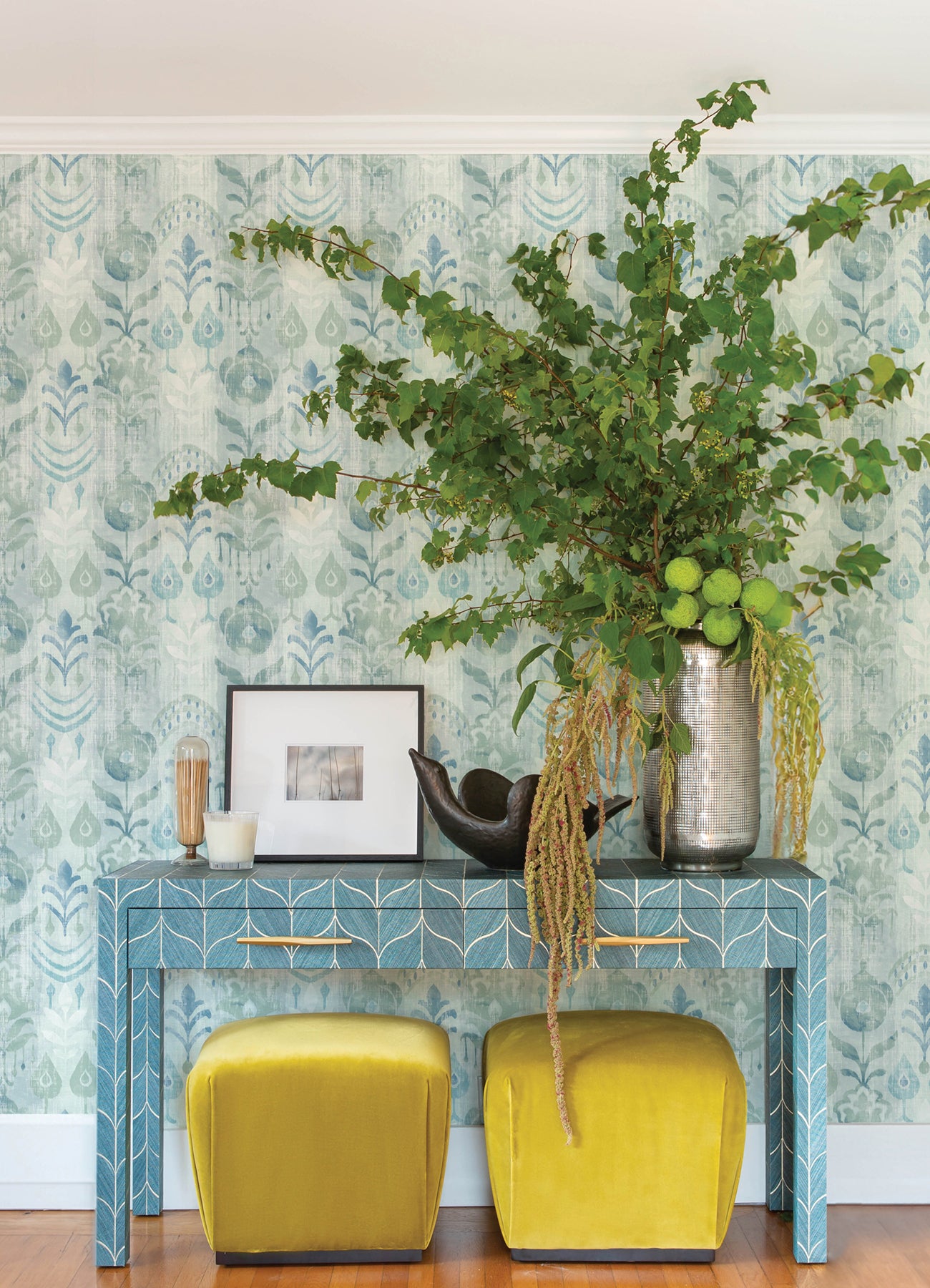 Pavord Green Floral Shibori Wallpaper Wallpaper A-Street Prints   