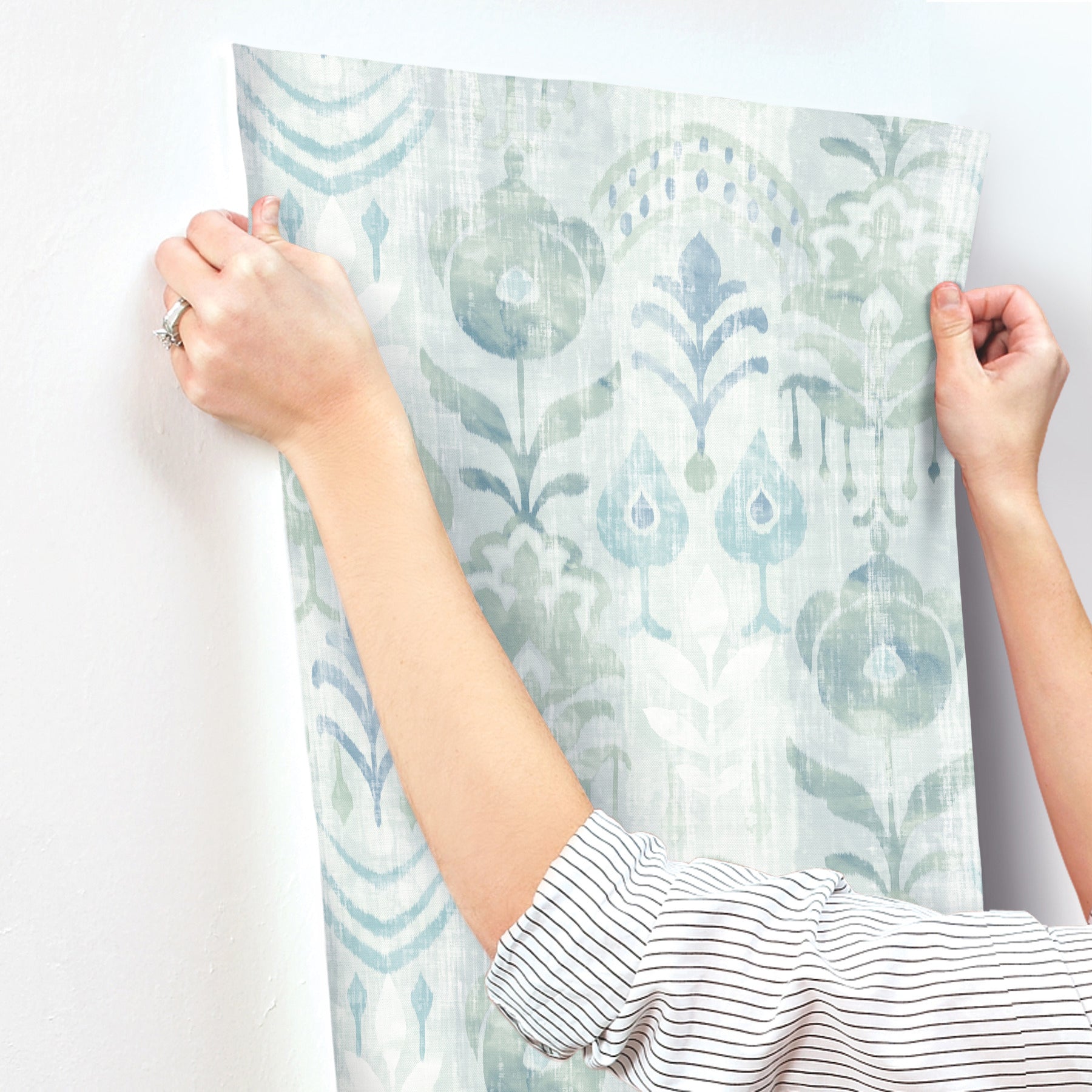 Pavord Green Floral Shibori Wallpaper Wallpaper A-Street Prints   