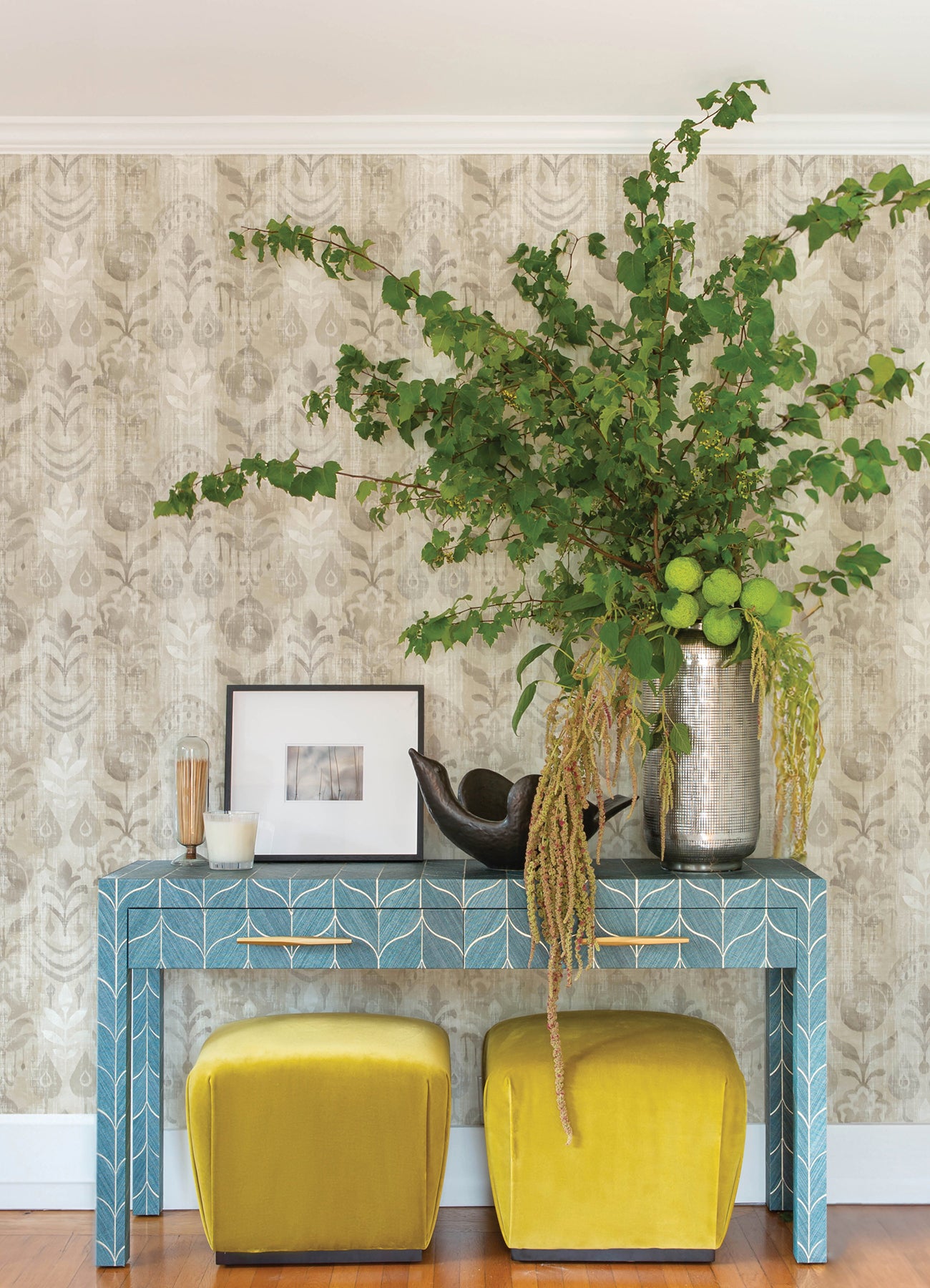 Pavord Green Floral Shibori Wallpaper Wallpaper A-Street Prints   