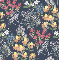 Cultivate Navy Springtime Blooms Wallpaper Wallpaper A-Street Prints Double Roll Navy 