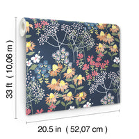 Cultivate Navy Springtime Blooms Wallpaper Wallpaper A-Street Prints   