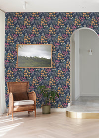 Cultivate Navy Springtime Blooms Wallpaper Wallpaper A-Street Prints   