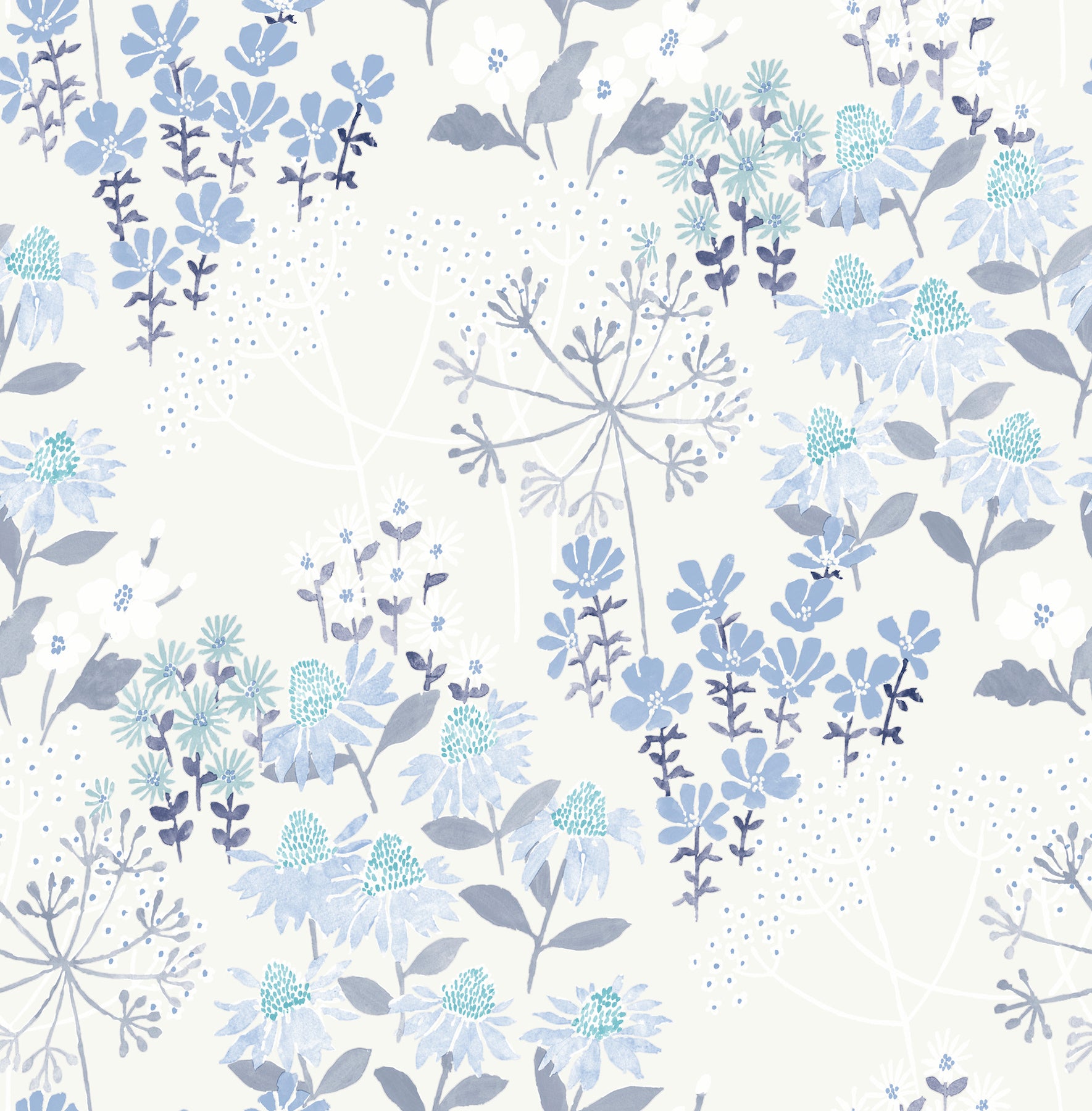 Cultivate Navy Springtime Blooms Wallpaper Wallpaper A-Street Prints Double Roll Blue 