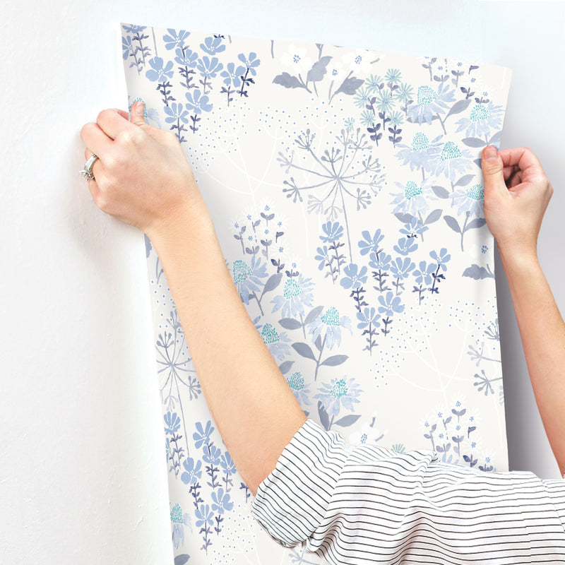 Cultivate Navy Springtime Blooms Wallpaper Wallpaper A-Street Prints   