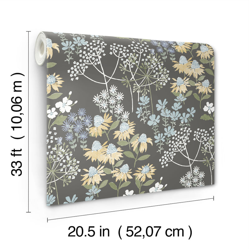 Cultivate Navy Springtime Blooms Wallpaper Wallpaper A-Street Prints   