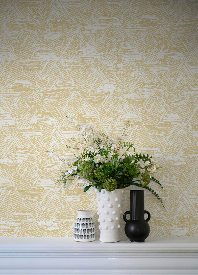 Retreat Charcoal Quilted Geometric Wallpaper Wallpaper A-Street Prints   