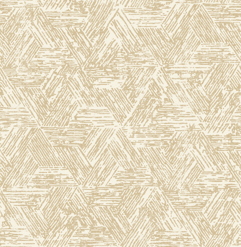 Retreat Charcoal Quilted Geometric Wallpaper Wallpaper A-Street Prints Double Roll Light Brown 