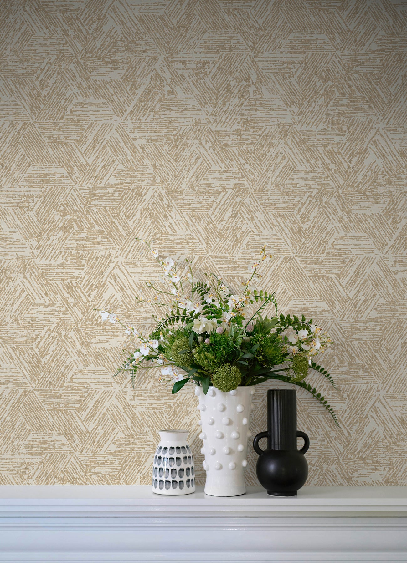 Retreat Charcoal Quilted Geometric Wallpaper Wallpaper A-Street Prints   