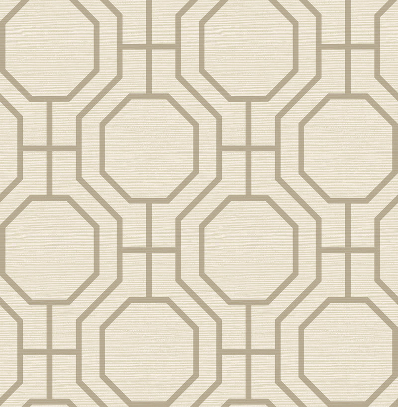 Manor Taupe Geometric Trellis Wallpaper Wallpaper A-Street Prints Double Roll Taupe 