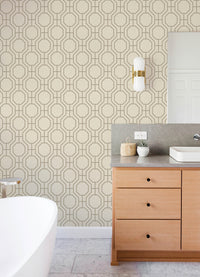 Manor Taupe Geometric Trellis Wallpaper Wallpaper A-Street Prints   