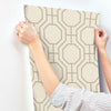 Manor Taupe Geometric Trellis Wallpaper Wallpaper A-Street Prints   