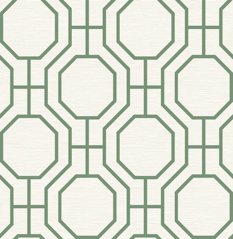 Manor Taupe Geometric Trellis Wallpaper Wallpaper A-Street Prints Double Roll Green 